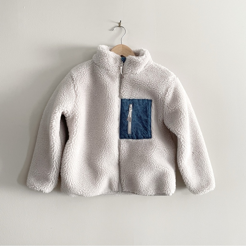Eva Chen  x H&M Light Beige Fleece Teddy Jacket High Collar Full Zip, Kids 6x/7